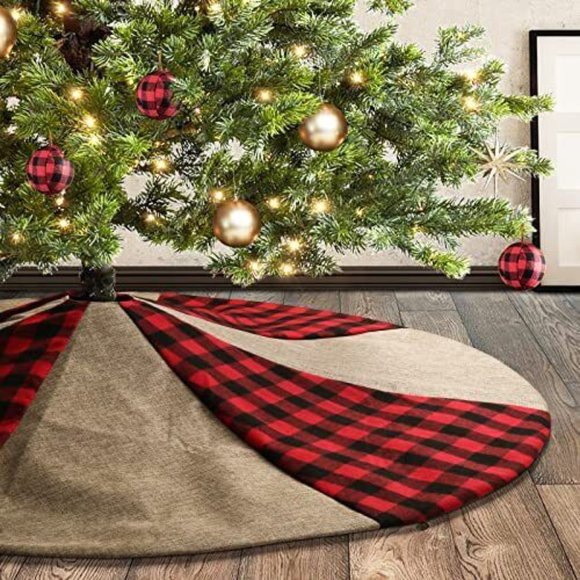 Meriwoods Christmas Tree Skirt 48 Inch Large Burlap Buffalo Plaid Tree Collar... - Picture 6 of 6